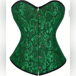 Green Brocade Corset bustier lingerie shapewear jacquard goth intimate